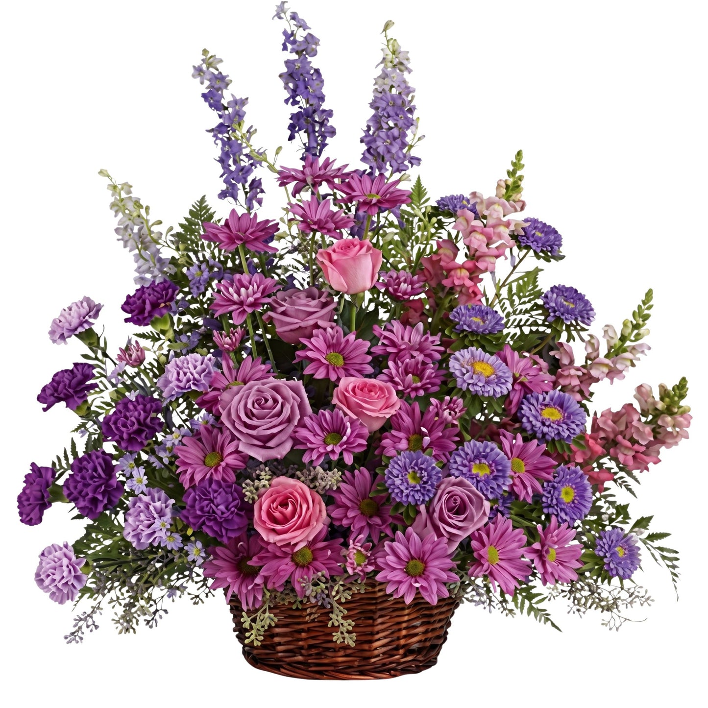 Gracious Lavender Basket – Purple & Pink Floral Arrangement