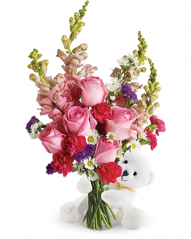 Bear Hug Bear with Pink Roses - Karen's Floral Expressions