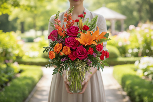 Punch Of Color Bouquet – Person Holding Outdoor
