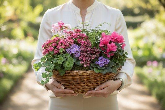 Simply Chic Mixed Plant Basket – Person Holding Outdoor