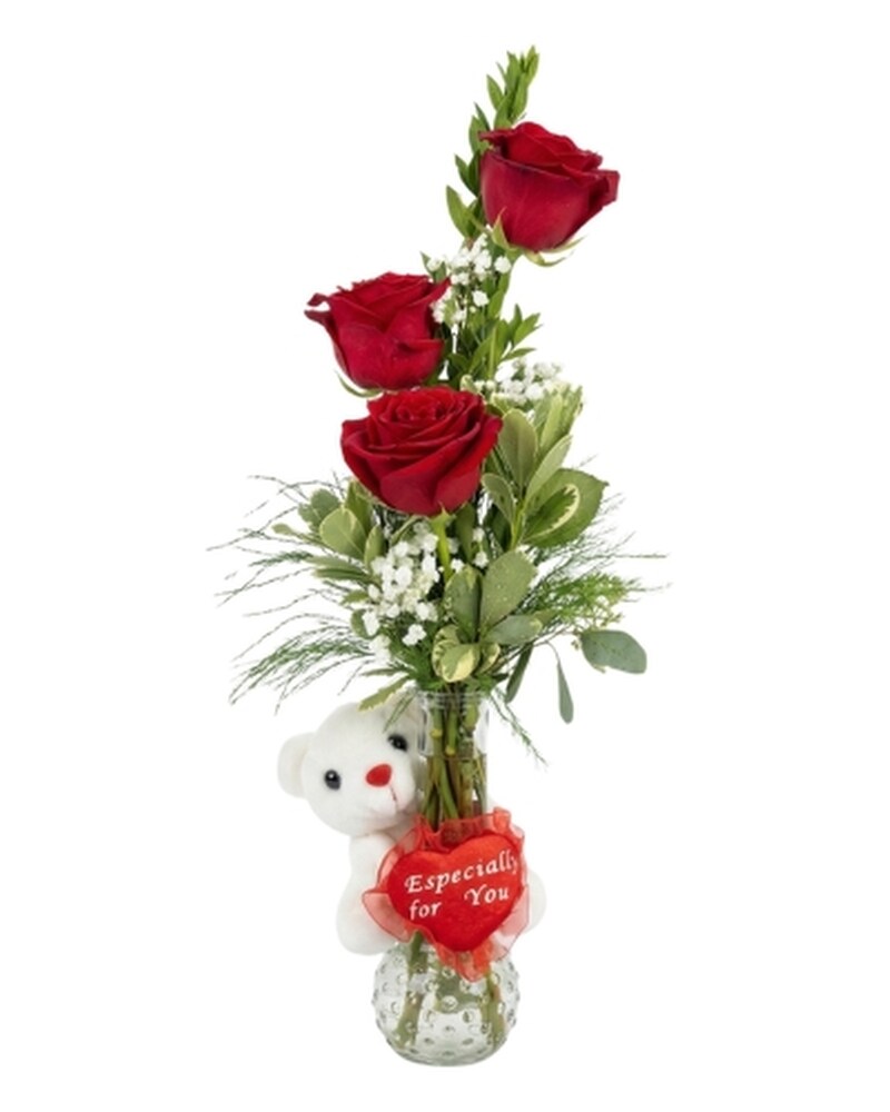 Roses with Teddy Love - Karen's Floral Expressions