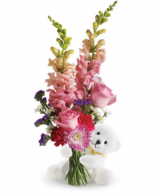 Bear Hug Bear with Pink Roses - Karen's Floral Expressions