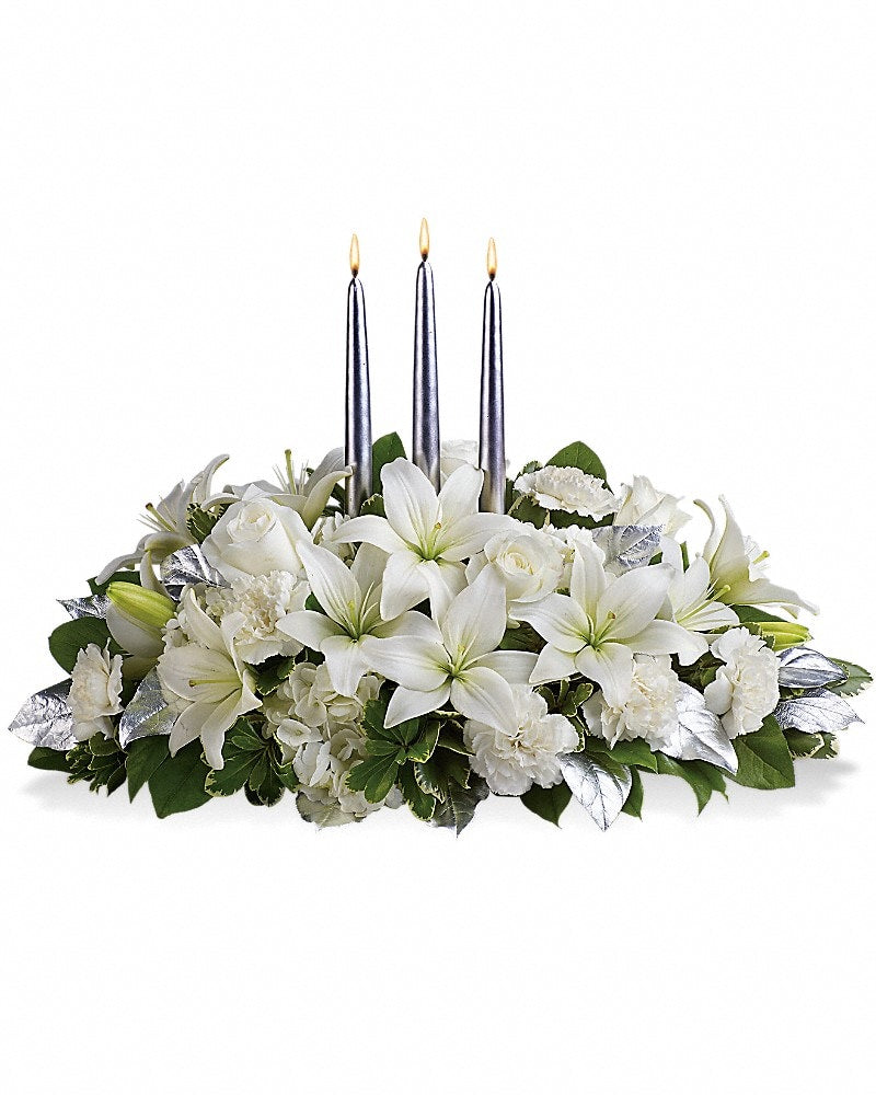 Silver Elegance Centerpiece – Karen's Floral Expressions