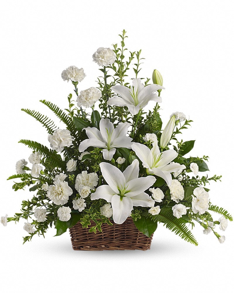Peaceful White Lilies Basket - Karen's Floral Expressions