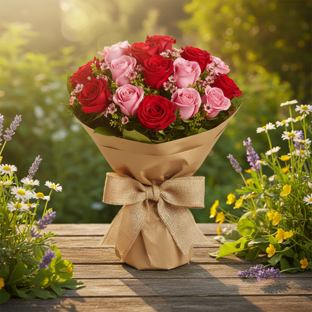 Glorious Day Wrapped Bouquet in Natural Setting