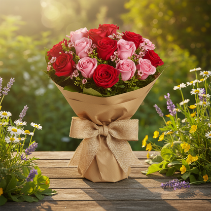 Glorious Day Wrapped Bouquet in Natural Setting