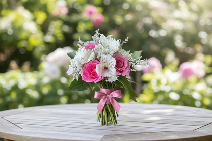 Hot Pink Hand-Tied Bouquet – Natural Setting
