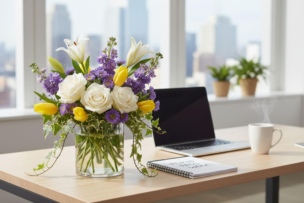 Spring Waltz arrangement in an office setting