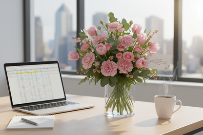 Full of Love Bouquet in an office setting