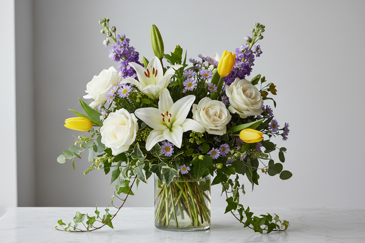 Spring Waltz arrangement on a table