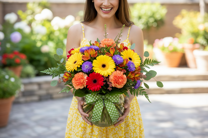 Woman holding the Make a Wish bouquet