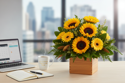 You're Golden Bouquet in an office setting
