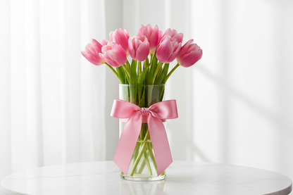 Precious Pink Tulips on a table