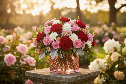 Pink Tranquil Love Bouquet in a natural outdoor setting