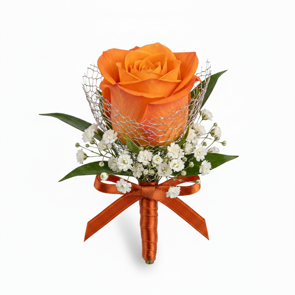 Orange Rose Boutonniere Store Image