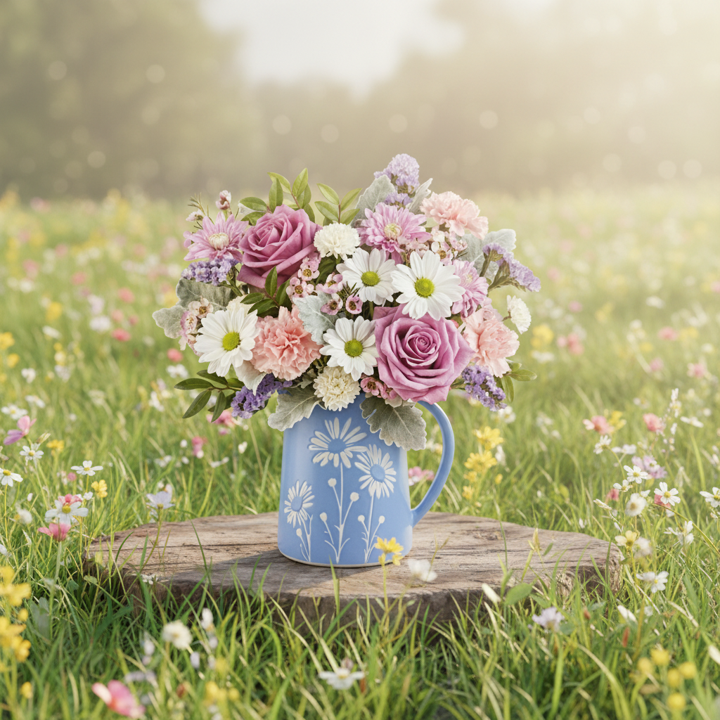 Pastel Meadow Bouquet in Natural Setting