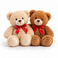 Two plush teddy bears with red ribbons – Karen's Floral Expressions, Bolingbrook IL
