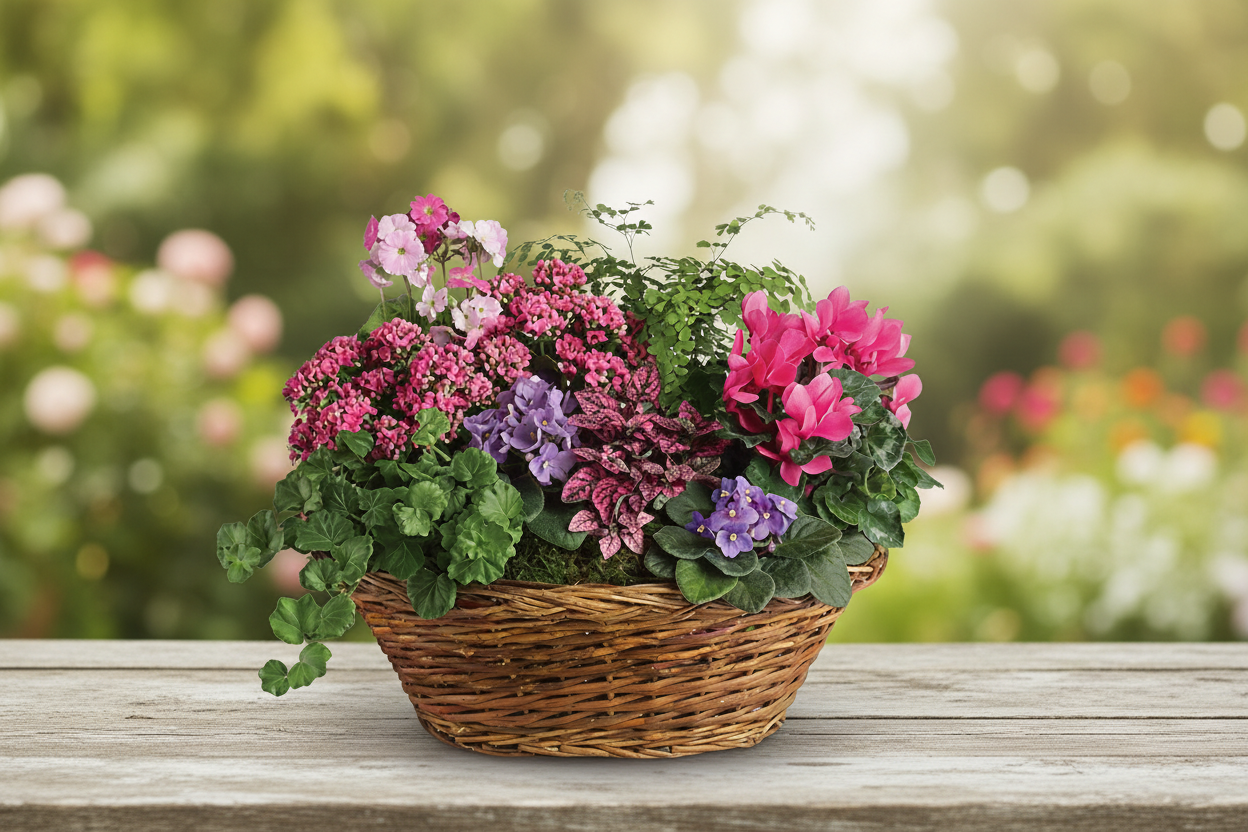 Simply Chic Mixed Plant Basket – Natural Setting