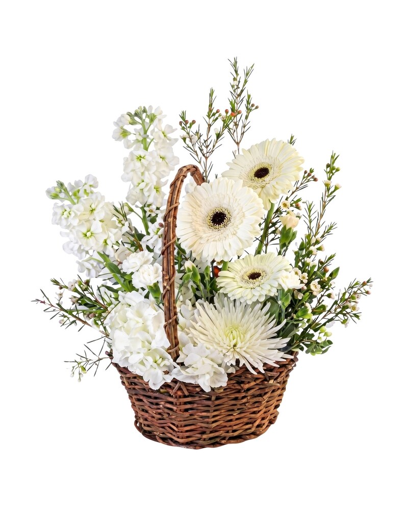 Elegant White Basket - Karen's Floral Expressions
