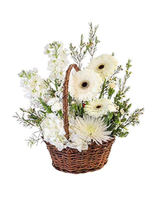 Elegant White Basket - Karen's Floral Expressions