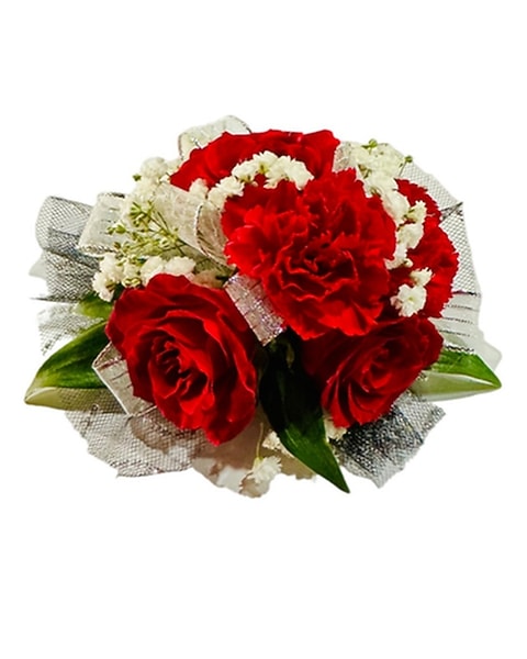 RED Rose and Carnation PROM Wrist Corsage