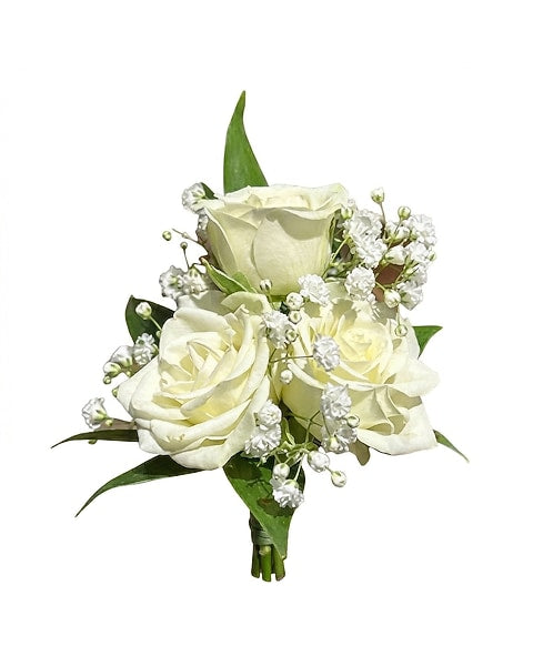Elegant Small White Rose PROM Boutonniere