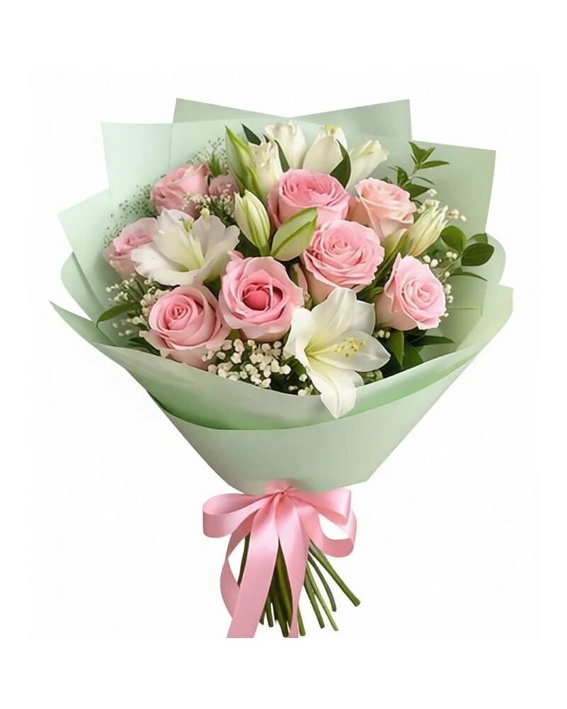 Roses and Lilies Wrapped Bouquet - Karen's Floral Expressions