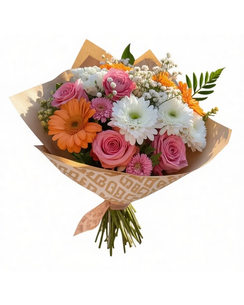 Roses and Gerberas Wrapped Bouquet - Karen's Floral Expressions