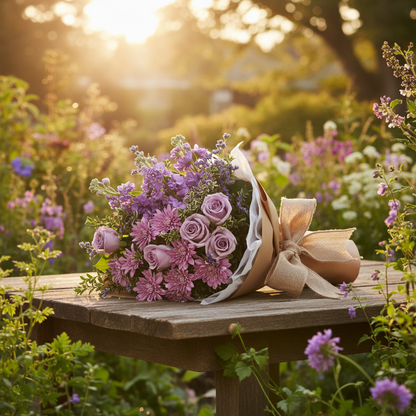 Together At Twilight Wrapped Bouquet in Natural Setting