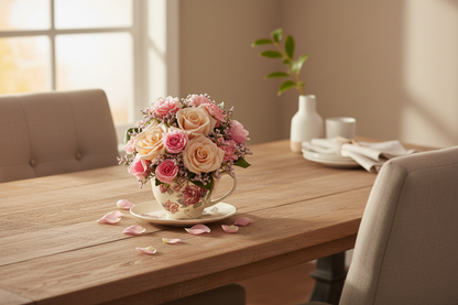 Victorian Teacup Bouquet – Interior Setting