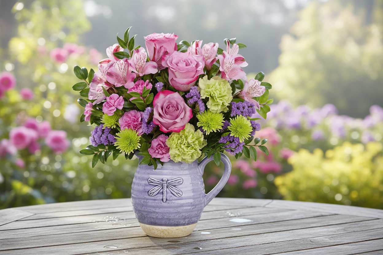 Whimsical Dragonfly Bouquet – Natural Setting